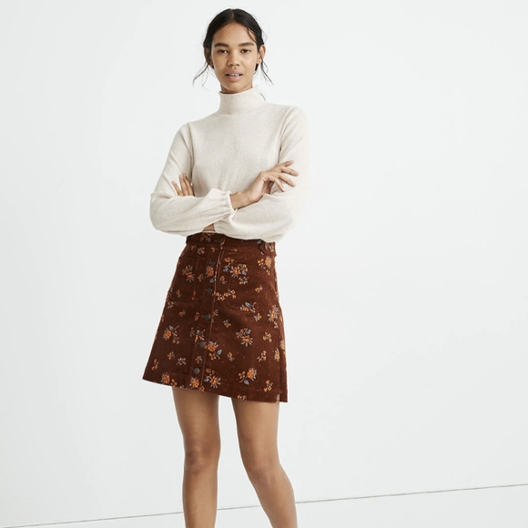 Madewell Dresses & Skirts - Corduroy A-Line Mini Skirt in Forest Floral: Patch